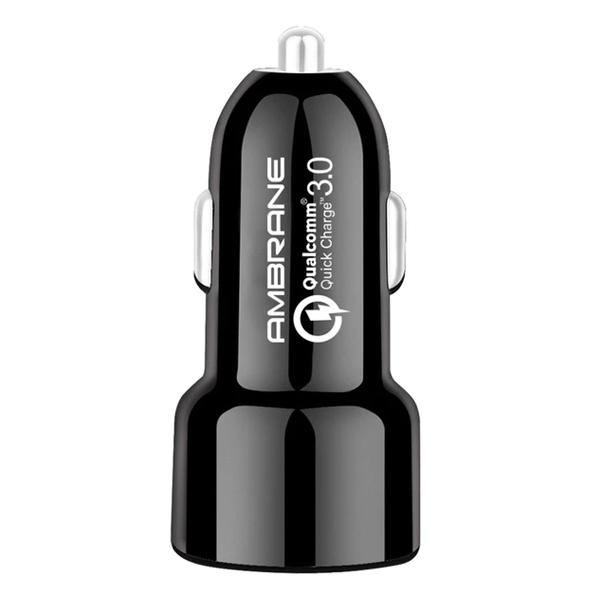 Ambrane ACC-11-QC-M Dual Port 5.4A Car Charger (Qualcomm Certified) with Quick Charge 3.0 (Black)