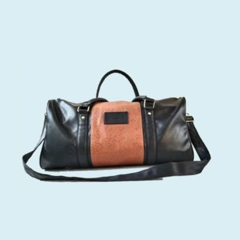ARROW DUFFLE BAG - BLACK AND BROWN COLOR - ART LEATHER
