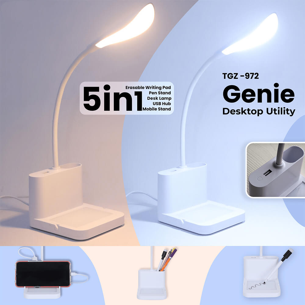 GENIE -  Desk Lamp, USB Hub, Pen Holder, Mobile Stand, Erasable Writing Pad  TGZ-972
