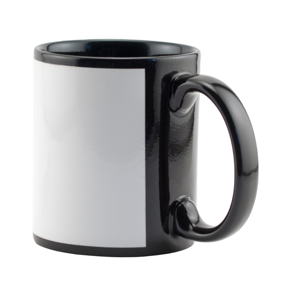 Black Mug With White Patch Photo Mug - 325 ML