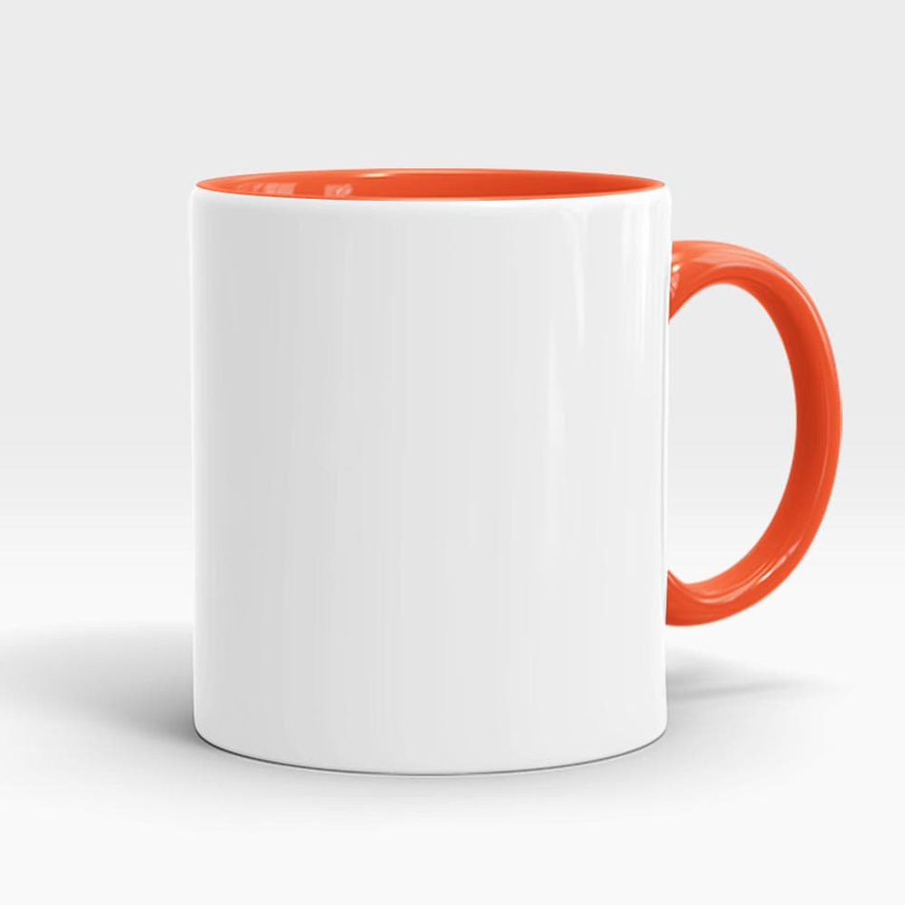 Inner Colour Orange With Handle Orange Photo Mug - 325 ML