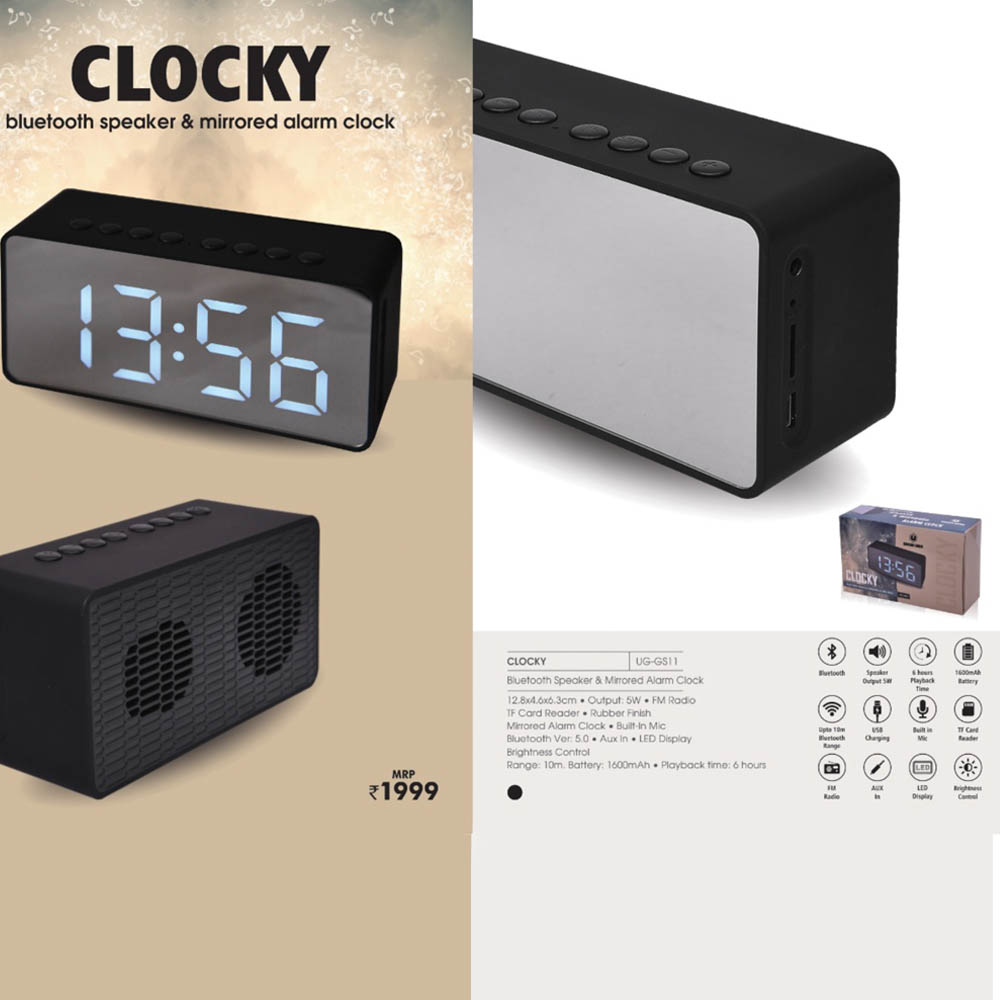 UG-GS11 - CLOCKY  - Bluetooth Speaker & Mirrored Alarm Clock