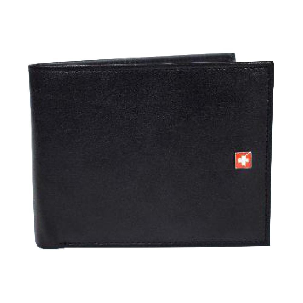 SWISS MILITARY-PU LEATHER MENS WALLET BLACK