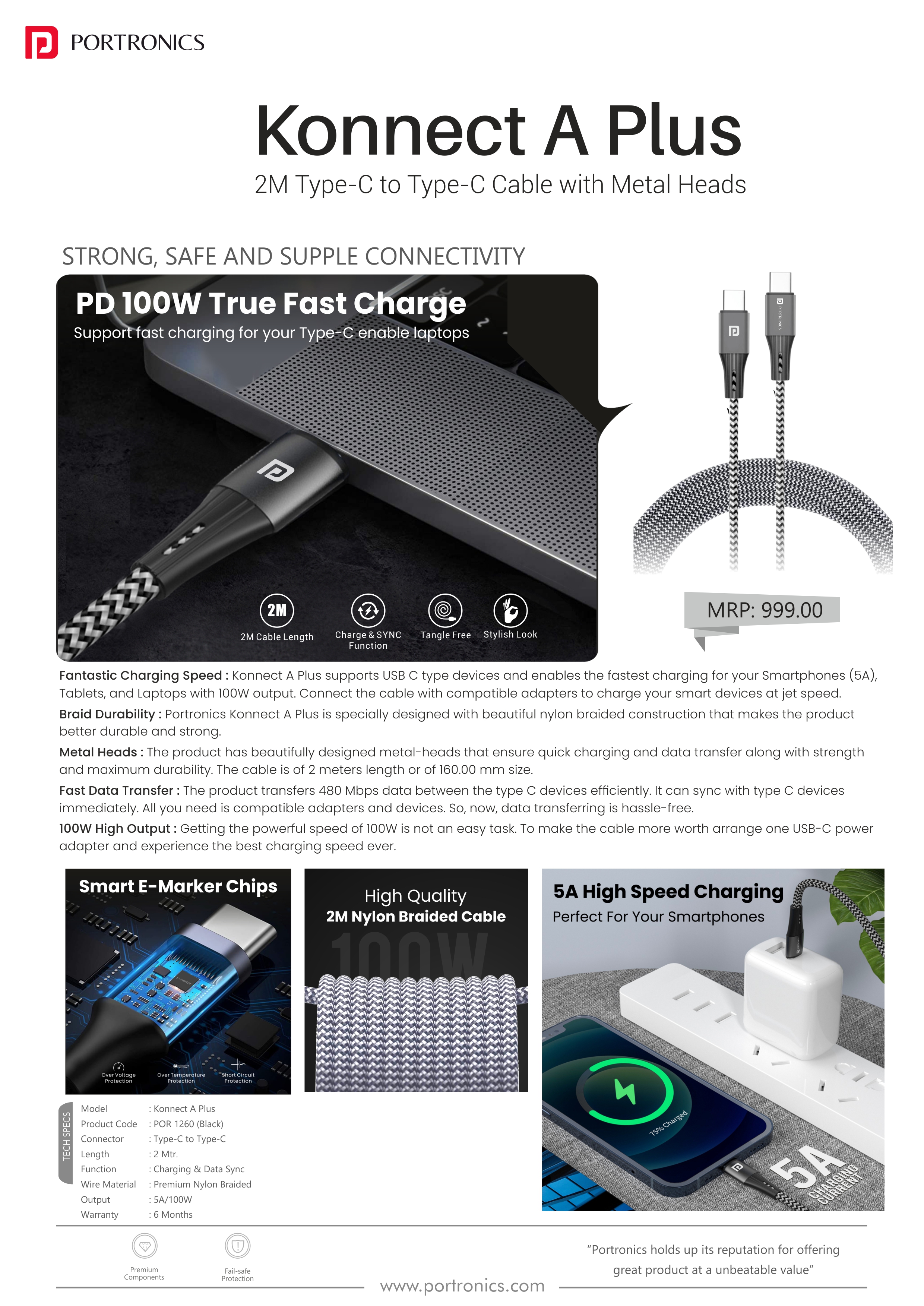 Portronics Konnect A - USB Type C