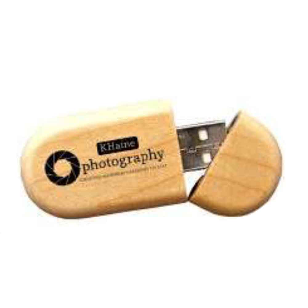 Wooden Oval pendrive