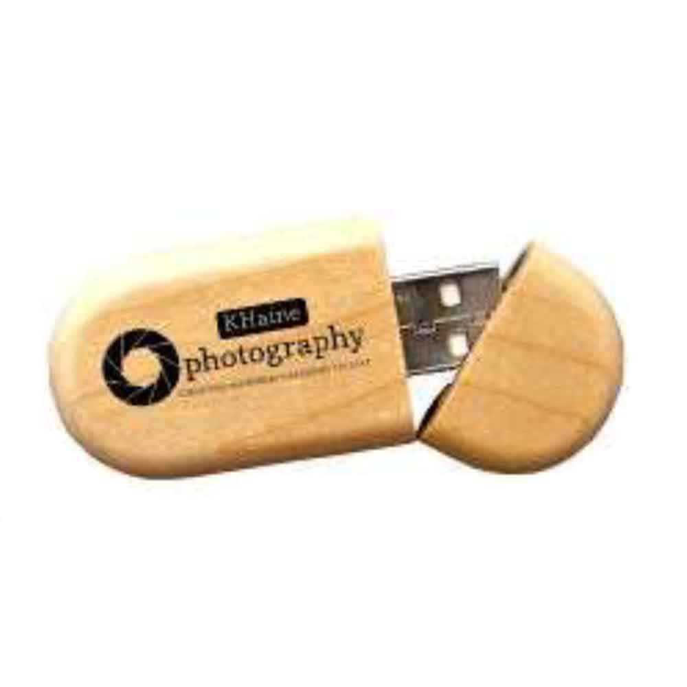 Wooden Oval pendrive