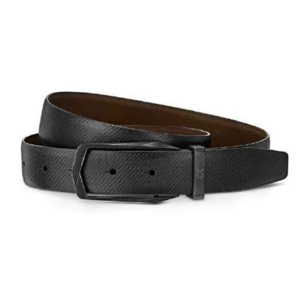 Matte black leather belt