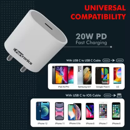 Portronics Adapto 20-20W Type-C charger with fast charging