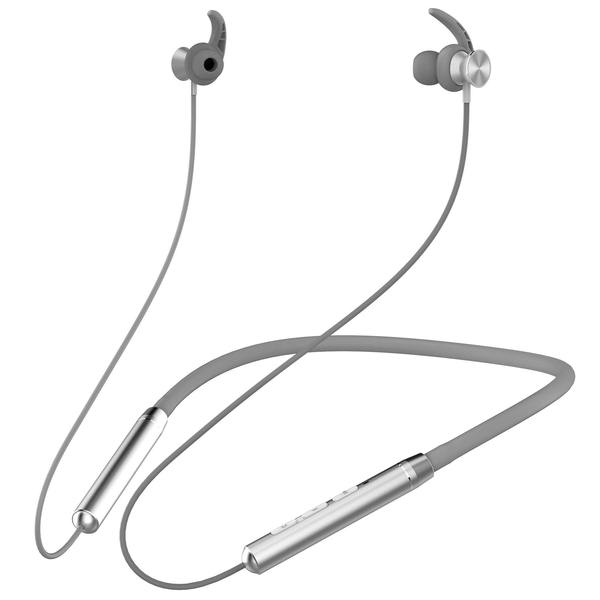Ambrane Melody 11 Wireless Bluetooth Earphones with Deep Bass, Long Battery Life, Magnetic Clasps and Ear Hooks for Comfort Your Ears (Silver)