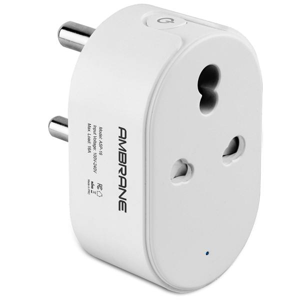 Ambrane WiFi Smart Plug 16A - Control Your Devices from Anywhere, No Hub Required, Works with Amazon Alexa and Google Assistant (ASP-16, White)