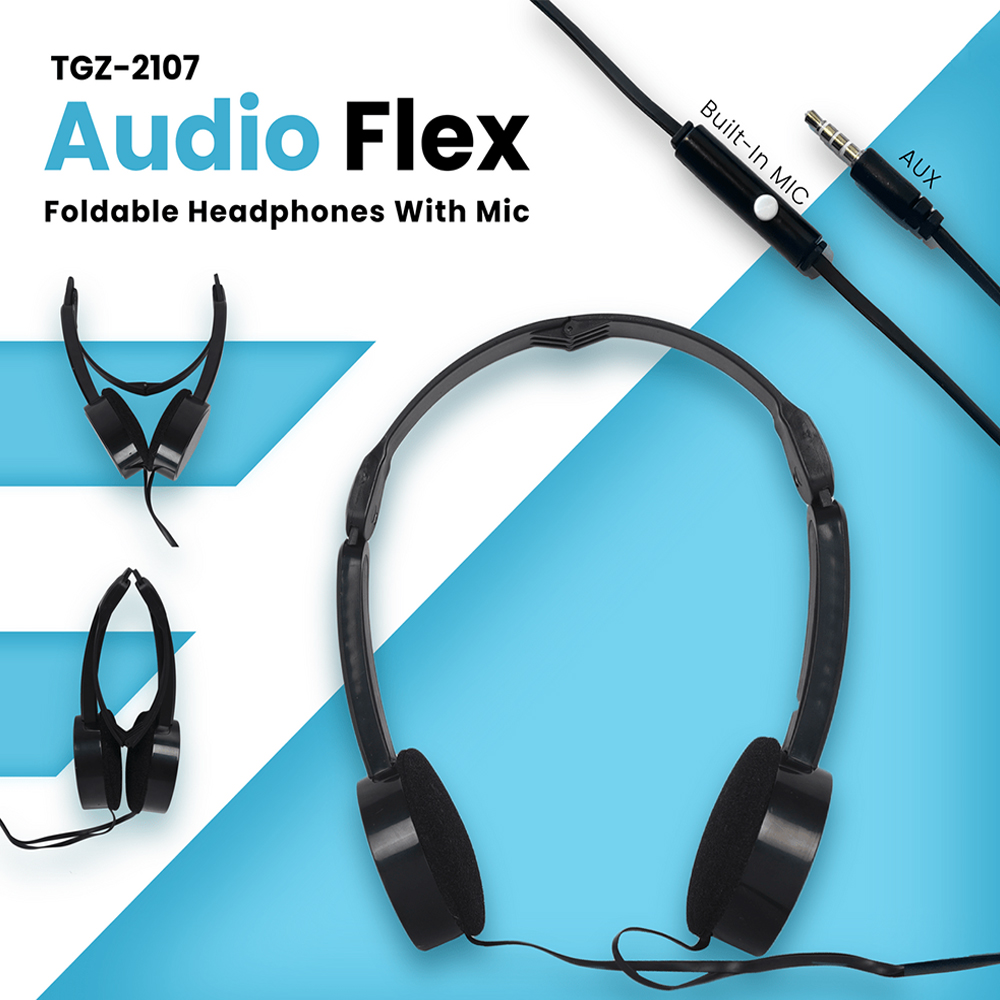 TGZ-2107 - Audio Flex -  Foldable Headphones With MIC