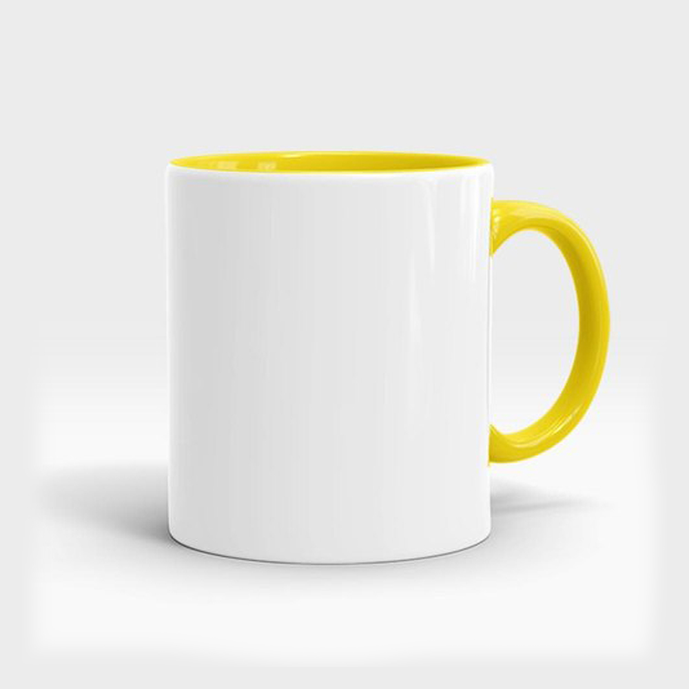 Inner Colour Yellow With Handle Yellow Photo Mug - 325 ML