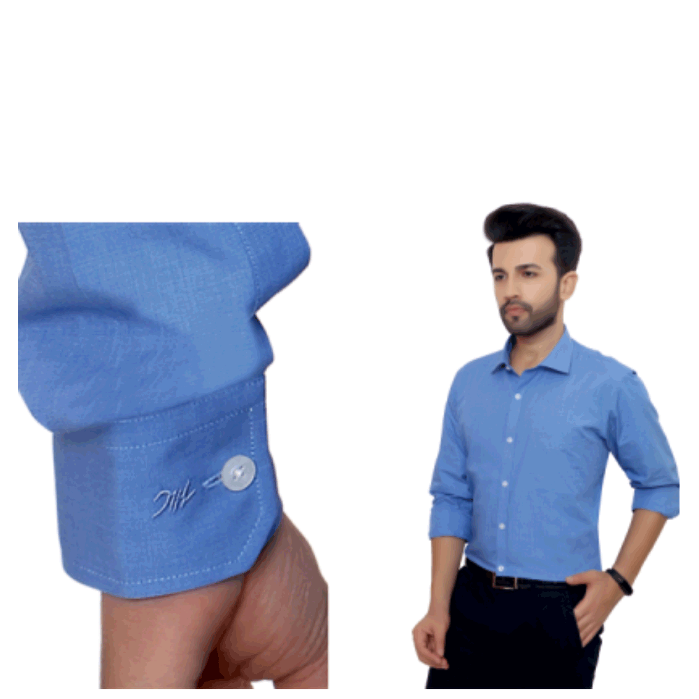 Monte Carlo 100%  Filafill Cotton Shirt Dark  Blue Colour