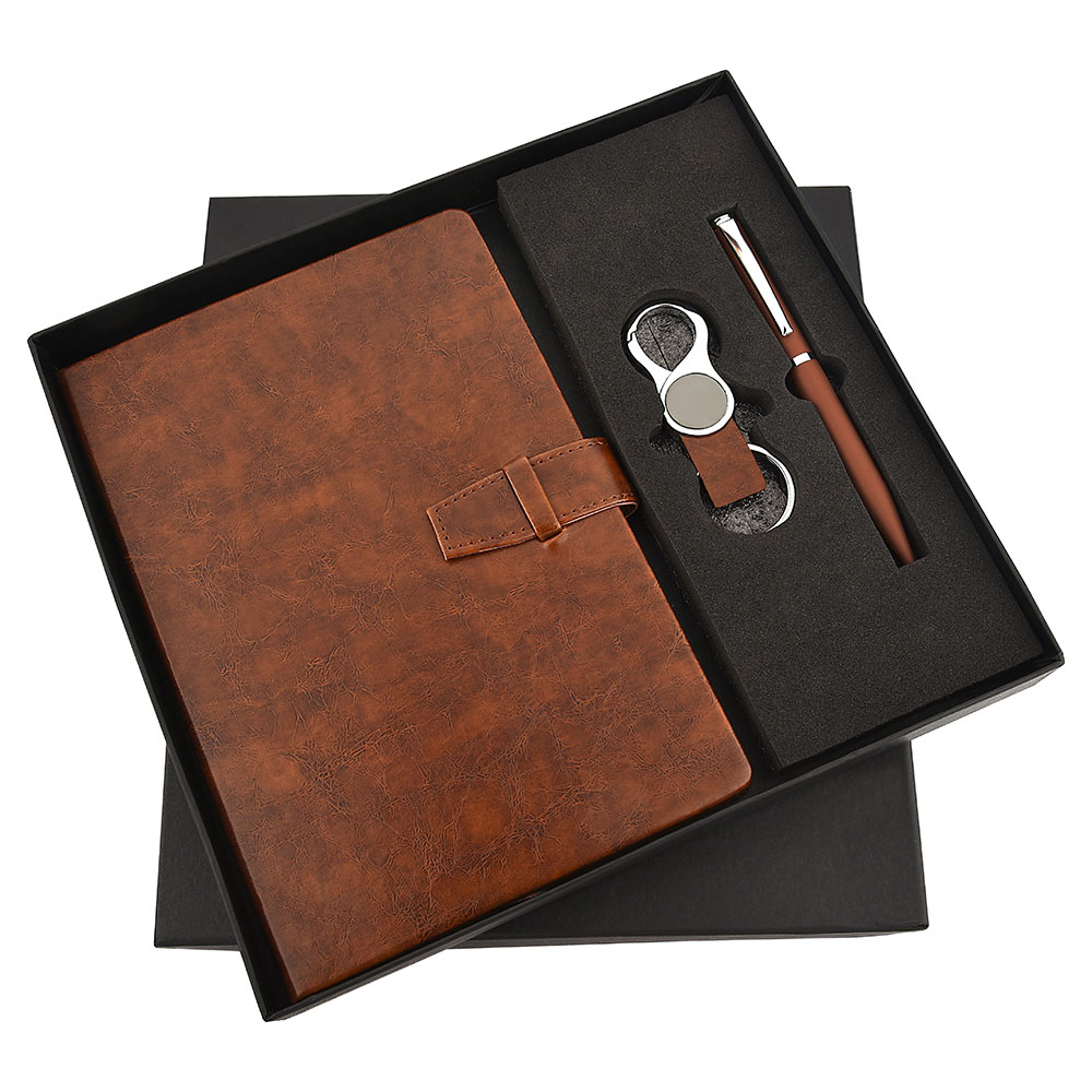 FTJ - Sr 157 - Textured Leather 3 in 1 Pen, Diary & Keychain