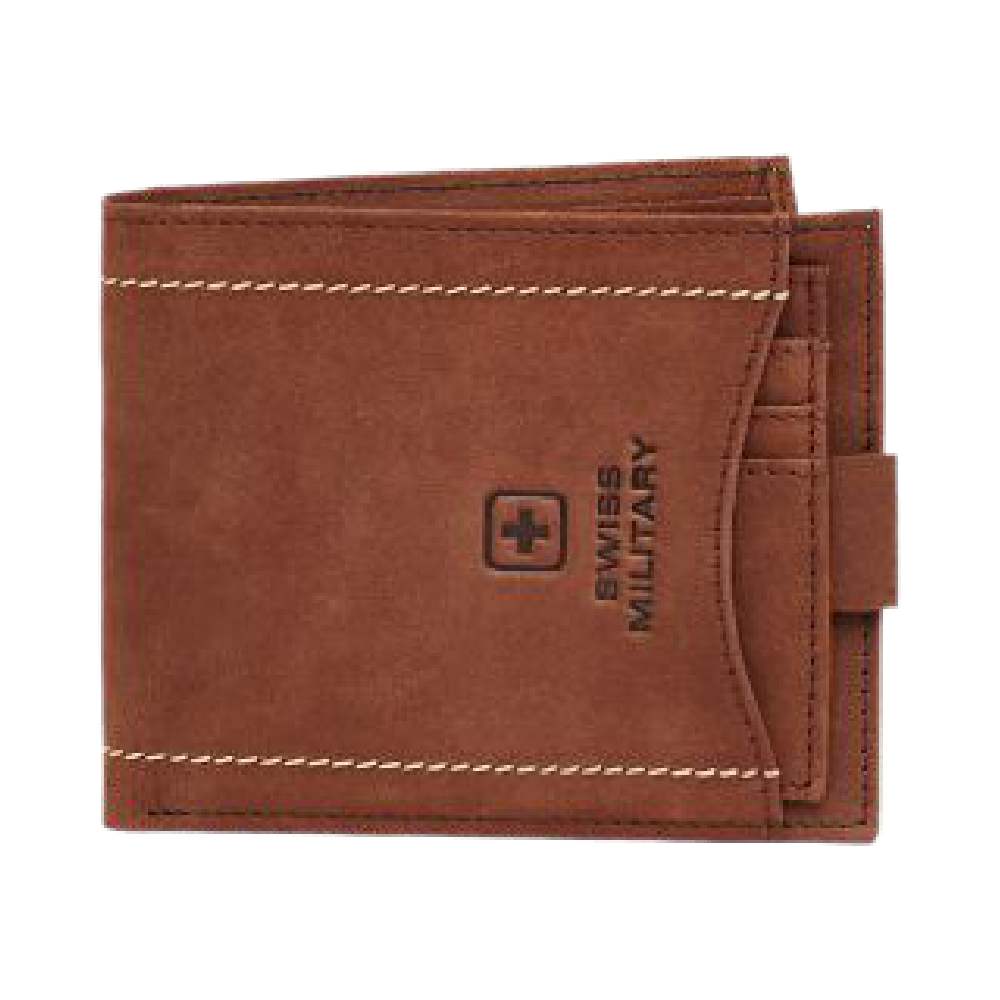 SWISS MILITARY-GENUINE LEATHER MENS WALLET BROWN