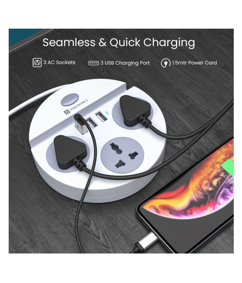 Portronics Power Plate - Power Converter with USB charger