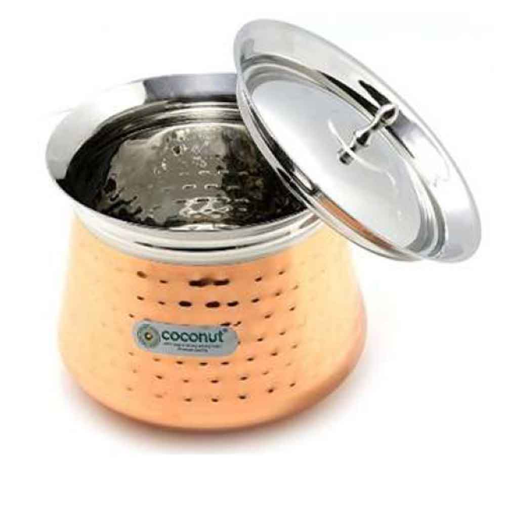 Coconut Athens Copper-Finish  Hammered Handi With Lid