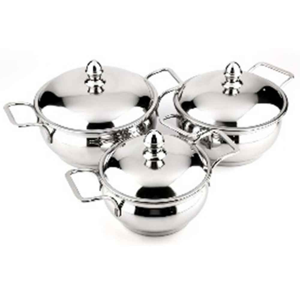 Coconut Minar Collection Set of 3pcs Cookware – with SS/Lid