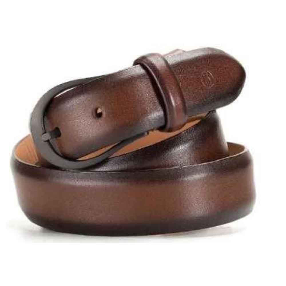 Sullivan Carbon Black Chestnut Brown Leather Belt