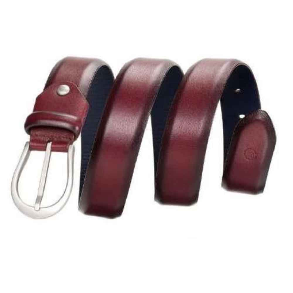 Sullivan Satin Silver Merlot Leather Belt