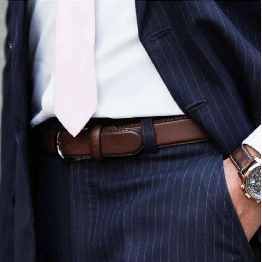 Sullivan Silver Cognac Leather Belt