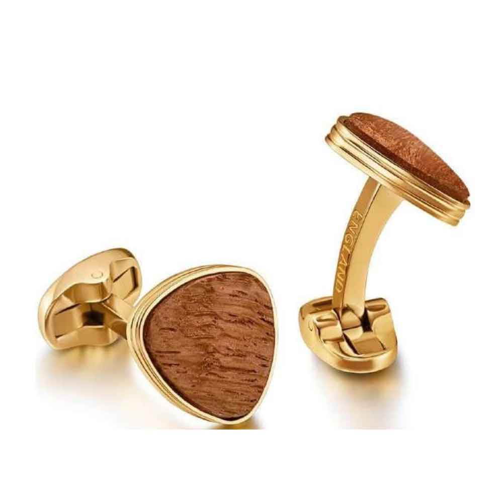 Lapis Bard Preston Cufflinks - Gold With Rosewood Insets
