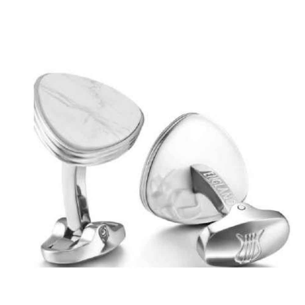 Lapis Bard Preston Cufflinks - Chrome With Mother Of Pearl Insets