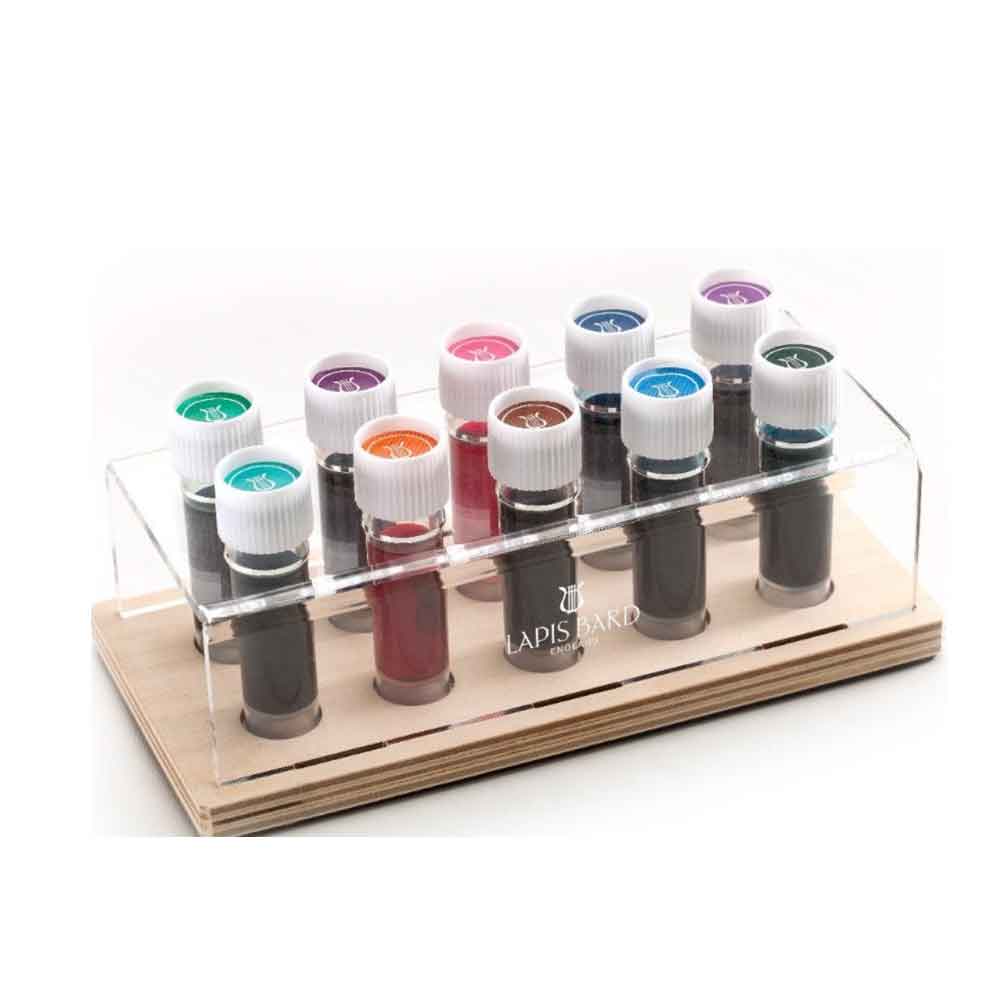 Lapis Bard Ink Vial Kit Set Of 10colors In 5ML Vial Each With Acrylic Stand