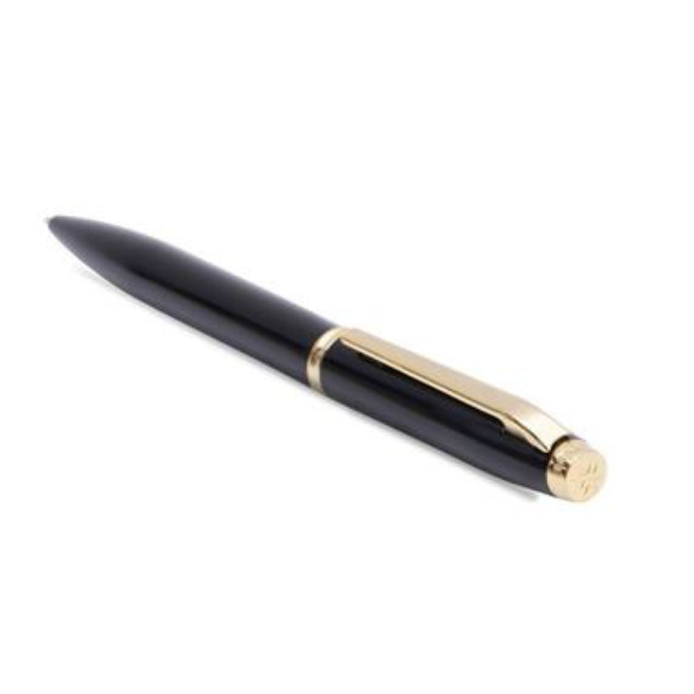 Pennline Atlas Brass Ballpoint Pen - Glossy Black With Gold Trims And Coffee Brown With Gold Trims