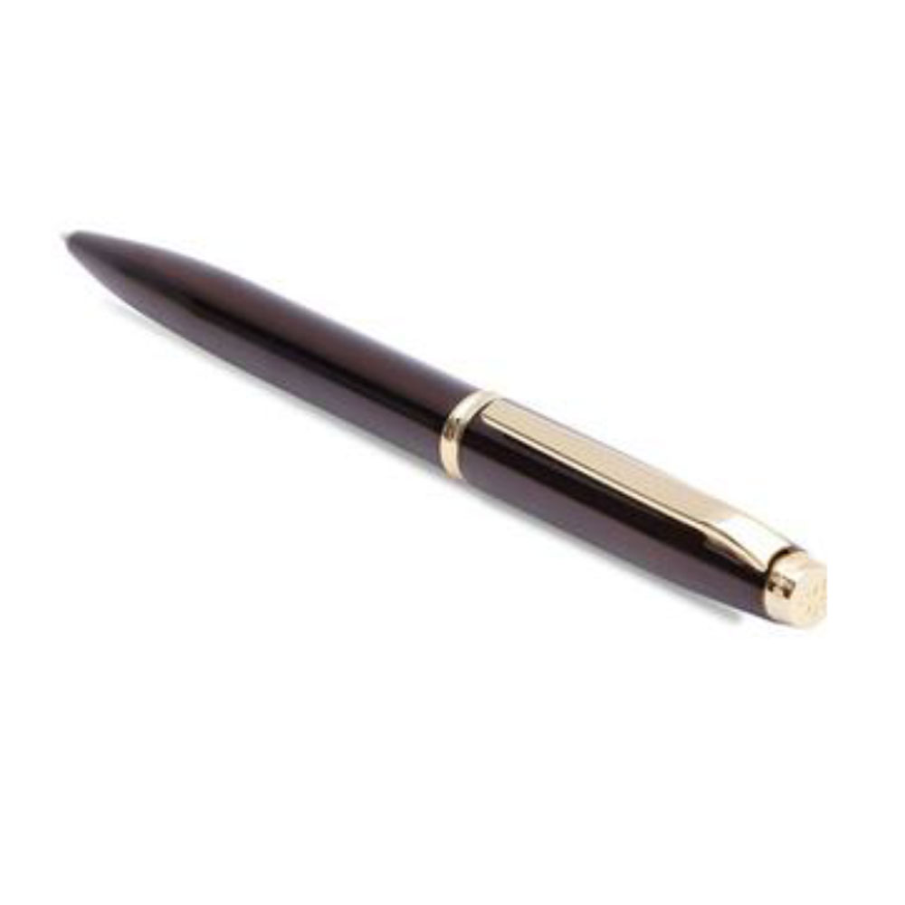 Pennline Atlas Brass Ballpoint Pen - Glossy Black With Gold Trims And Coffee Brown With Gold Trims