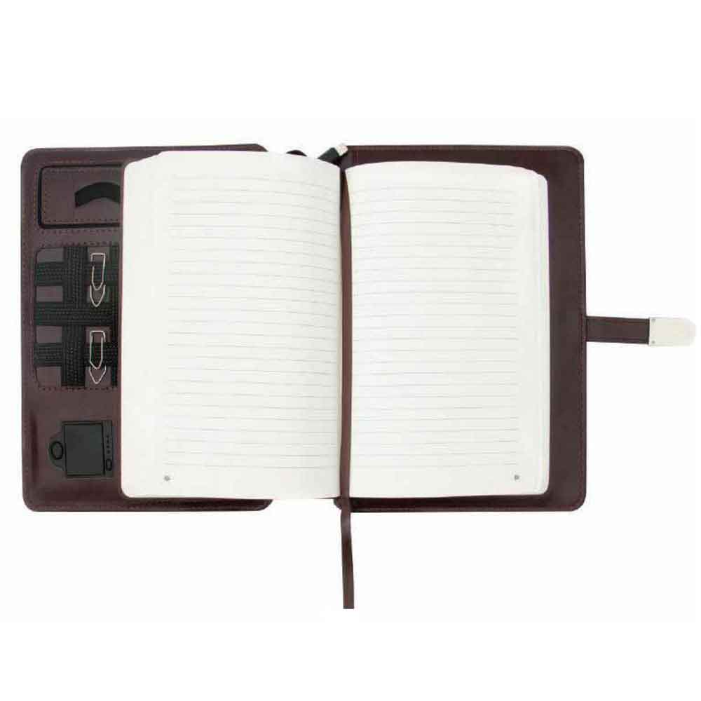 SUPERBOOK - Notebook Organiser With 8000 mAh Power Bank and 16 GB Flash Drive - Coffee Brown