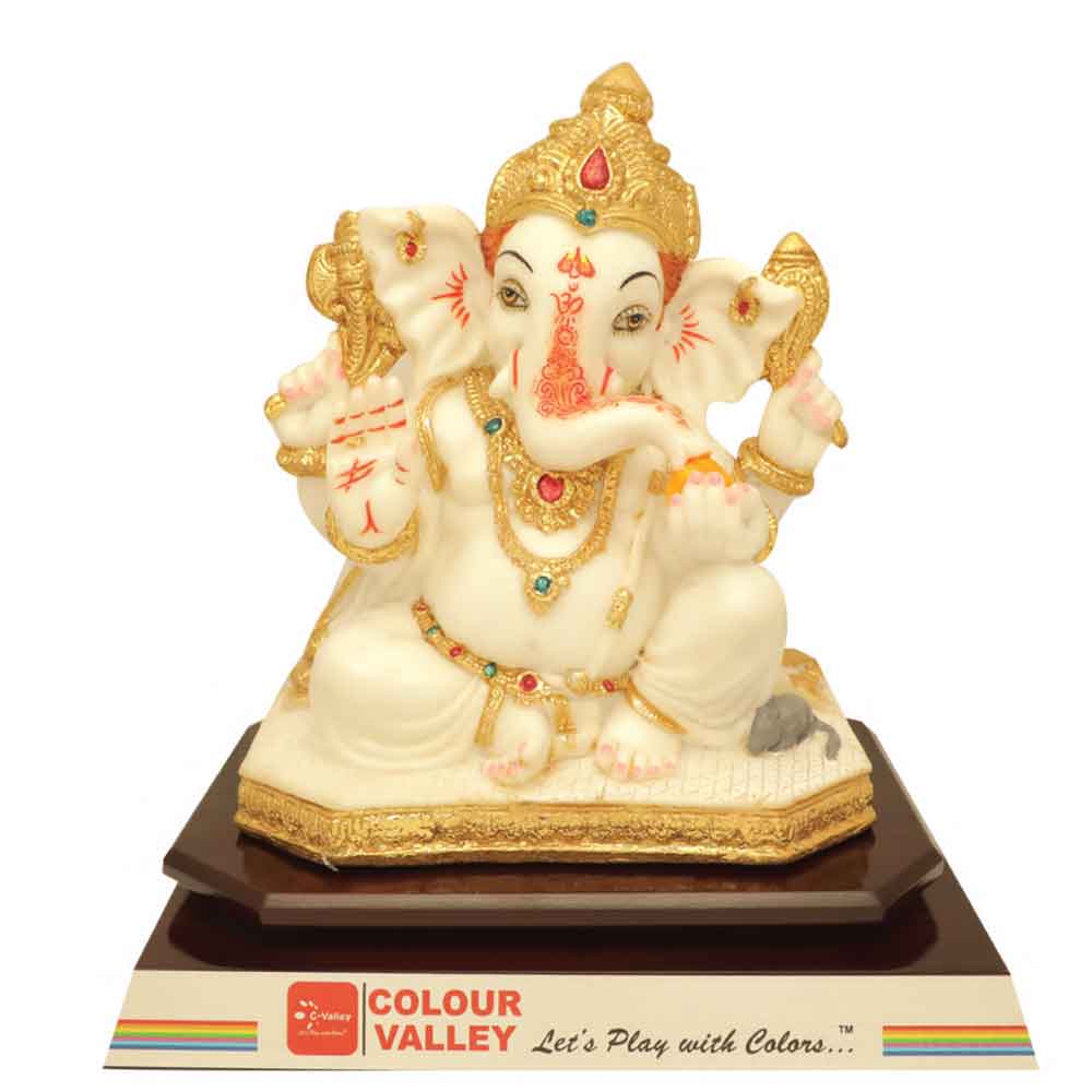 FTG 8 - Lord Ganesh Statue with White and Golden Designed