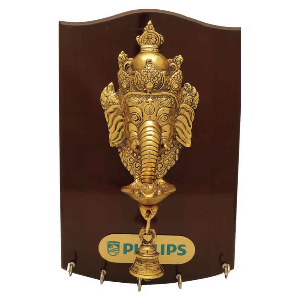 FTG 23- Lord Ganesh Wall Hanging Sculpture with Wood And Metal Finished