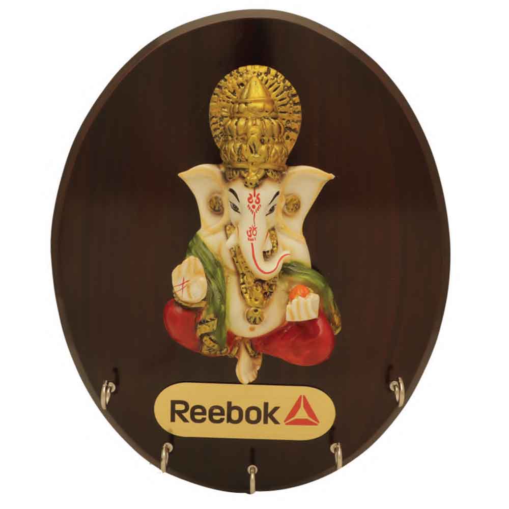 FTG 25 - Lord Ganesh Wall Hanging Sculpture with Wood And Metal Finished