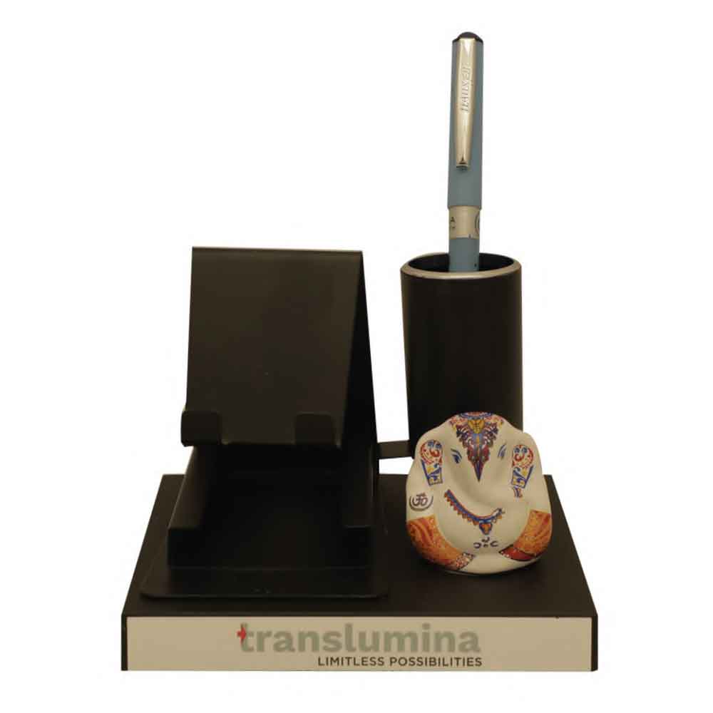 FTG 55- Pen Stand With a Mobile Phone Holder and a Statue Of Lord Ganesh