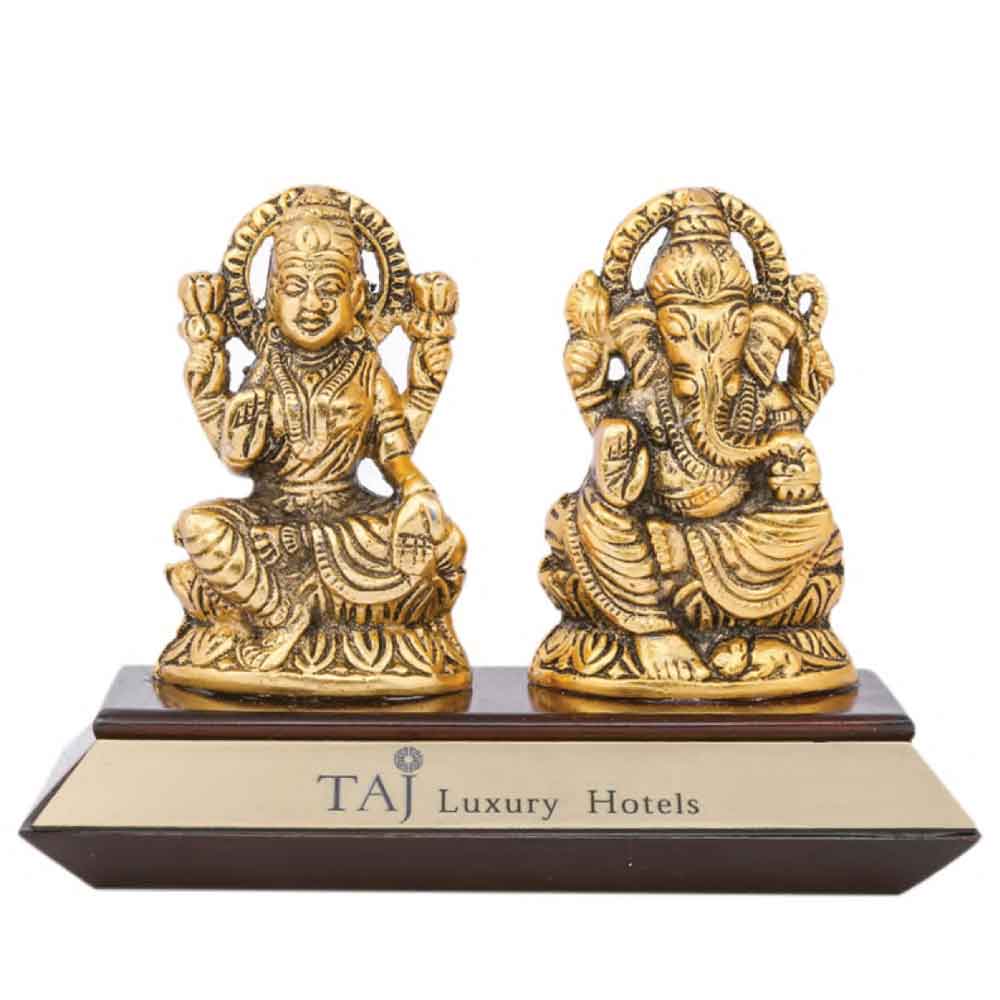 FTG 114 - Metal Finished Lord Ganesh and Laxmi Statue