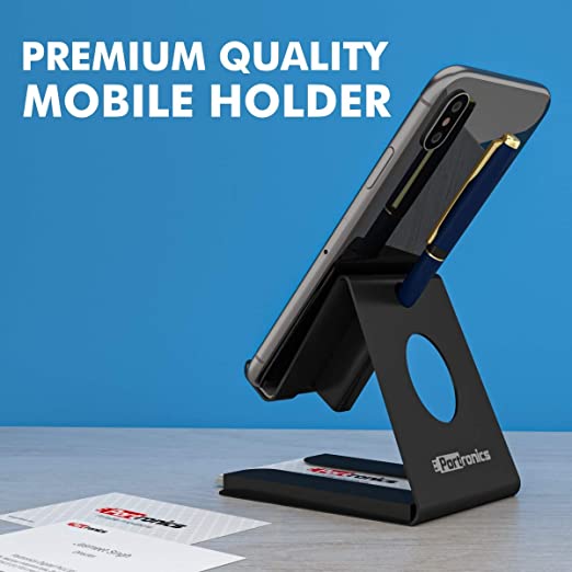 Portronics Modesk 4-Universal Mobile Phone Stand with Card & Pen Holder