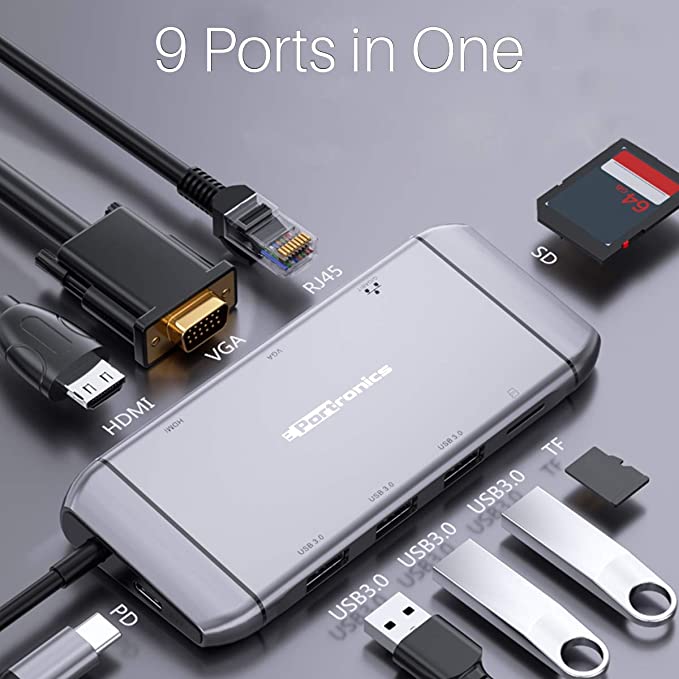Portronics Mport 9C-multi port adapter with USB for C DEVICE