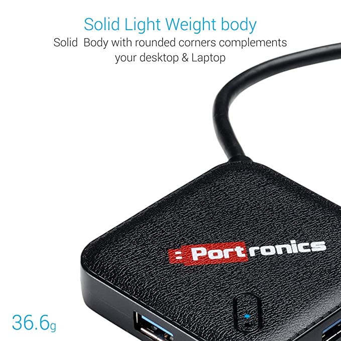 Portronics MPort 34M-USB 3.0 HUB with Type-C Cable