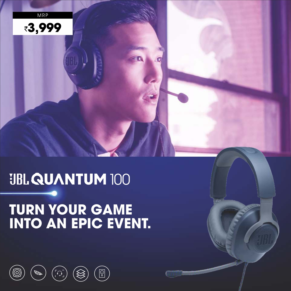 Jbl Quantum 100 Auricular Gaming Playstation