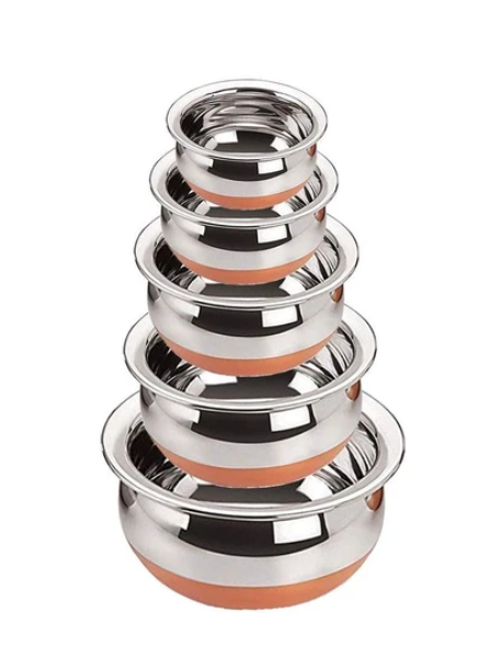 Coconut Rio Handi set of 5 – stainless steel with copper Bottom