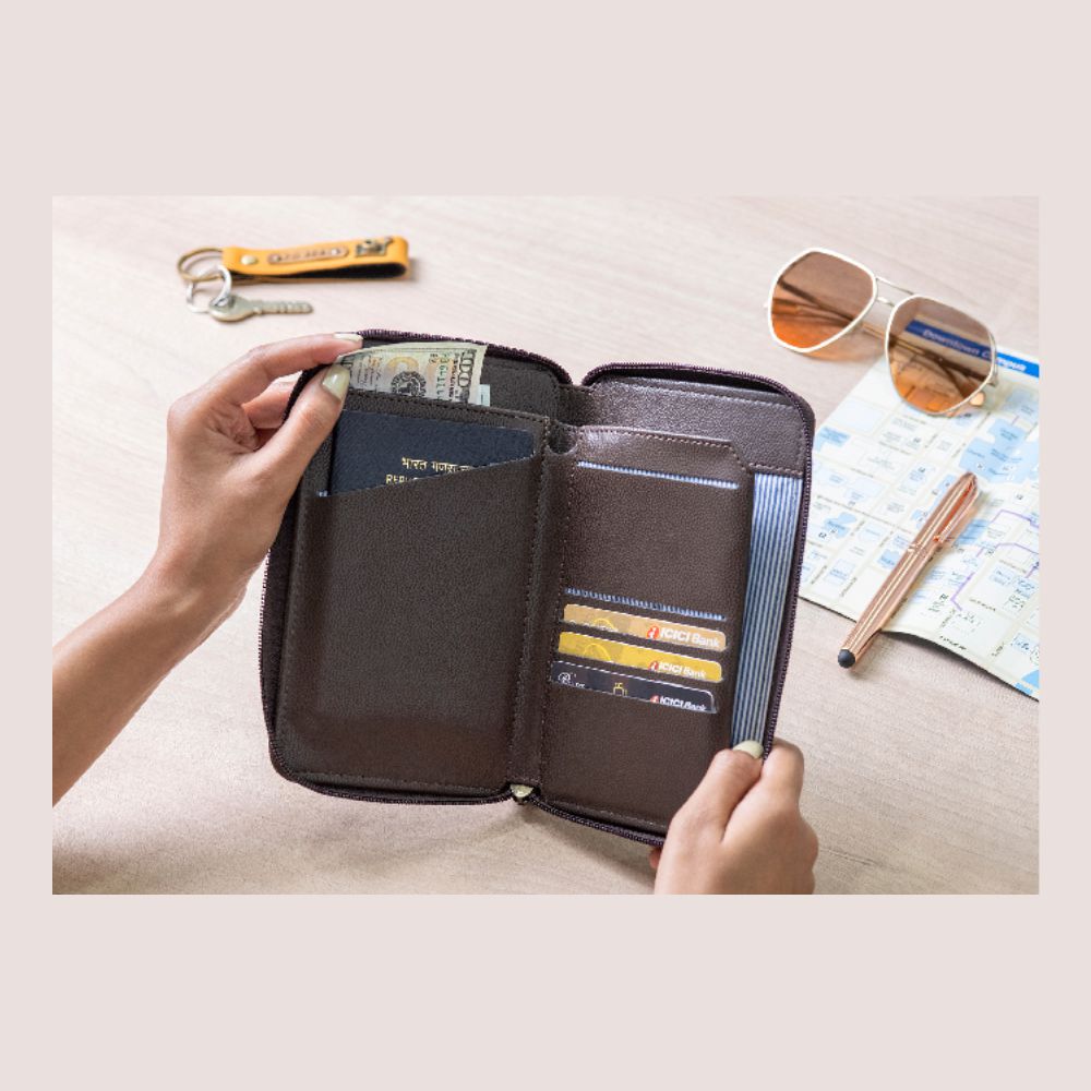 Oblique Designs -Trotter - Passport Pouch - Black, Brown, Tan