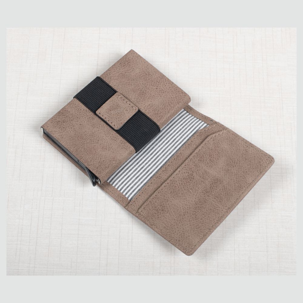 Oblique Designs - Klix - RFID Wallet - Suede Tan, Suede Blue