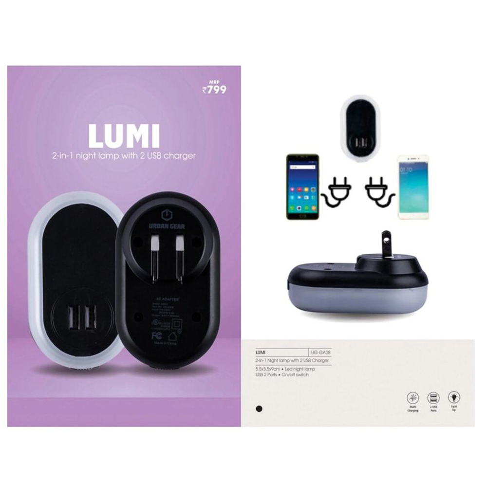 LUMI - 2-In-1 Night Lamp With 2 USB Charger