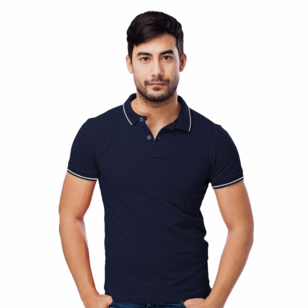 BLACKBERRYS T-SHIRT-NAVY BLUE WITH WHITE TIPPIING