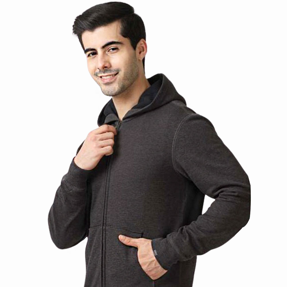 MARKS & SPENCERS CHARCOAL GREY HOODIE JACKET - RICH COTTON