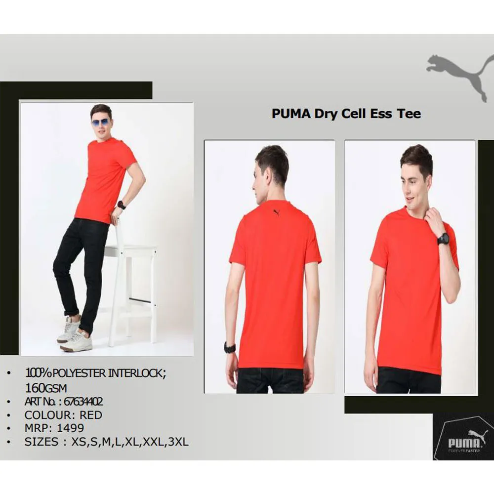 PUMA - DRY CELL ESS TEE - RED - 100% POLYESTER INTERLOCK - 160GSM 