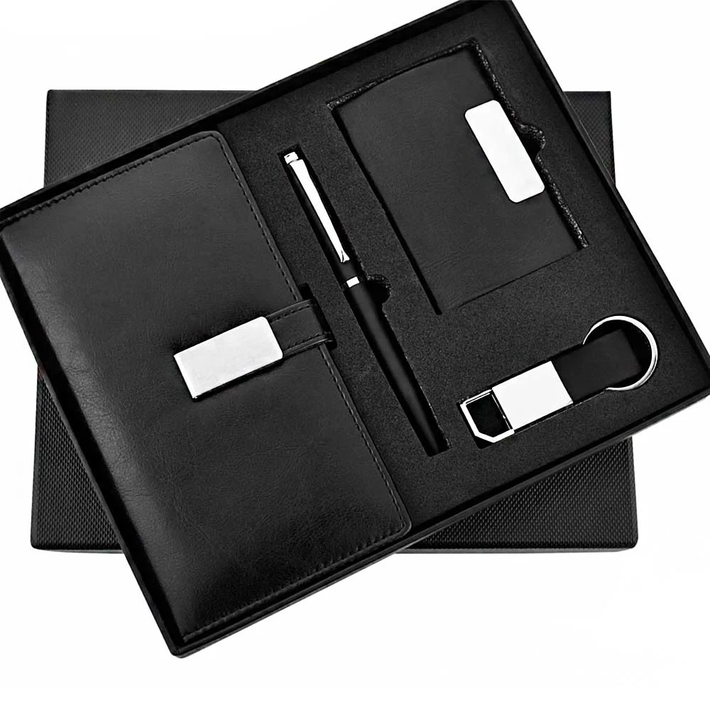 Black Array 4 in 1 Set - Dairy, Pen, Keychain, 7 cardholder