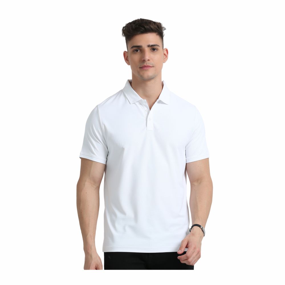 SKECHERS - WHITE POLO T - SHIRT - 100% POLYESTER