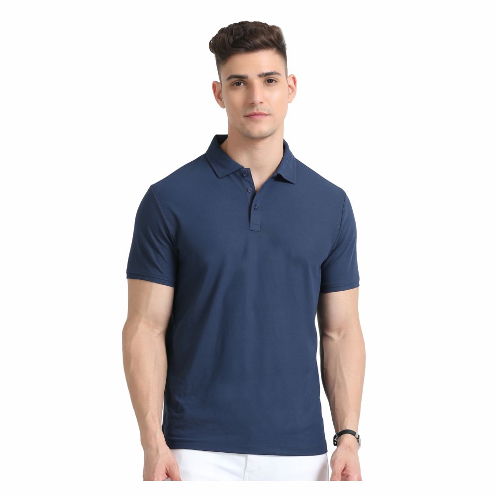 SKECHERS - NAVY BLUE POLO  T-shirt  -100% POLYESTER